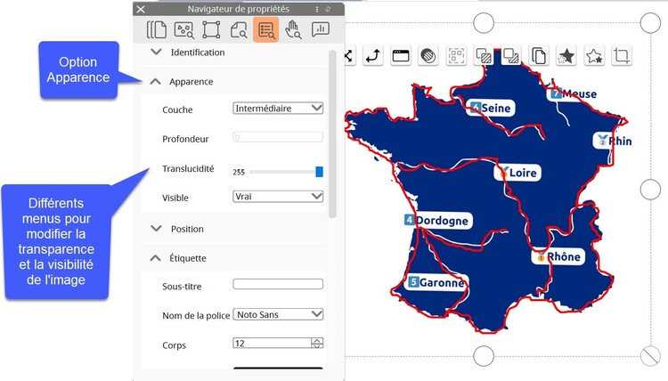 Les différents menus de la transparence