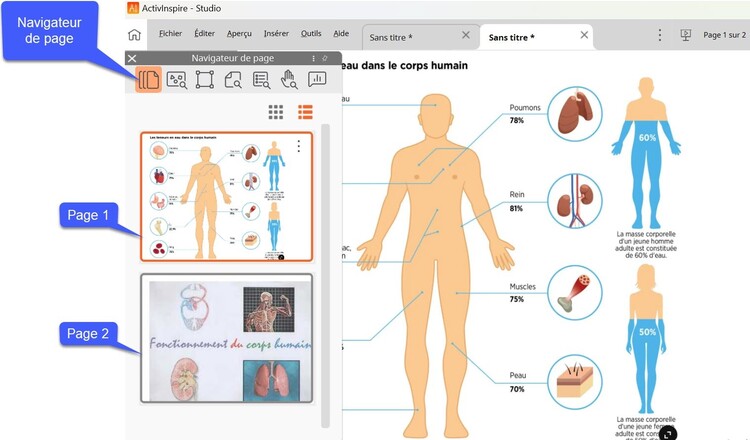 La visualisation et la gestion des pages dans ActivInspire