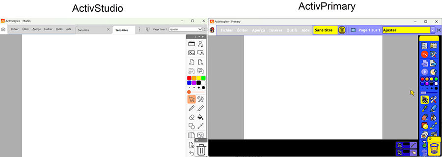 Espaces de travail : ActivStudio et ActivPrimary 