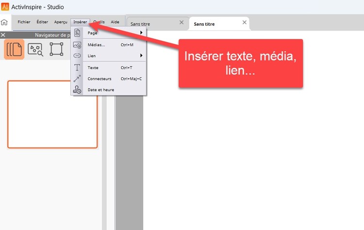 ajouter un lien des medias dans ActivInspire