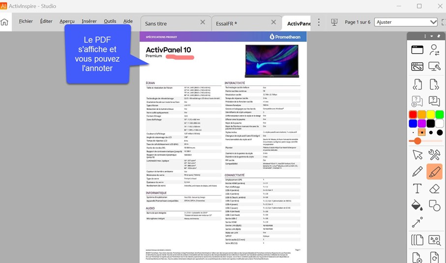 Importer et annoter un pdf dans ActivInspire