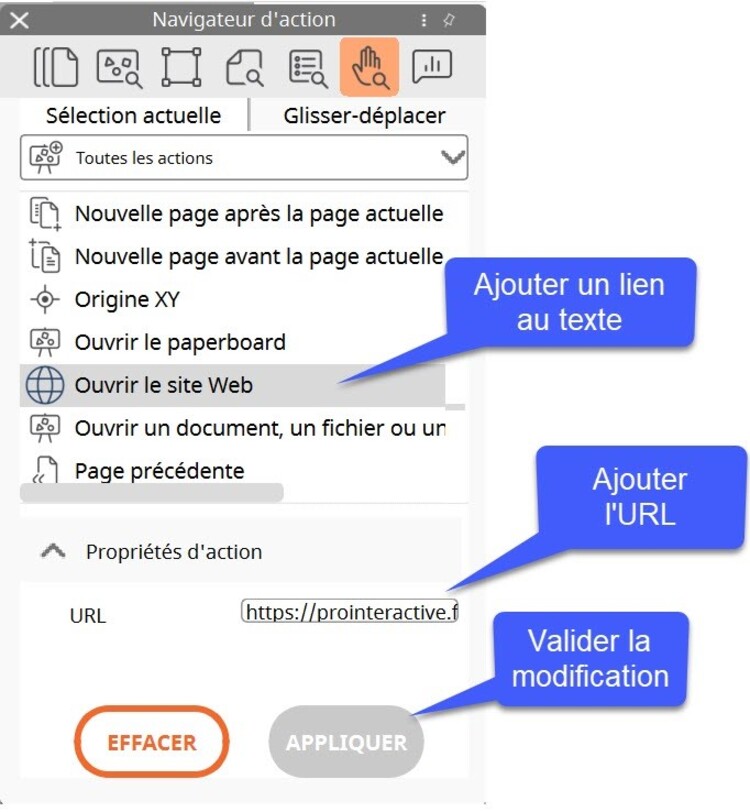associer un lien dans ActivInspire