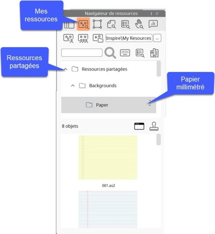 Exemple de ressources dans ActivInspire