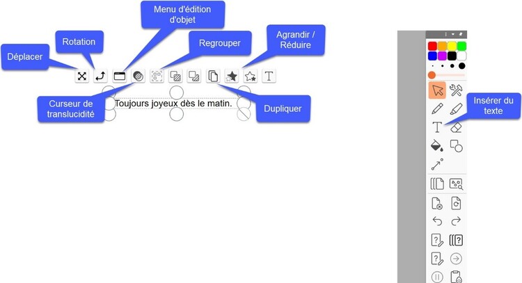 divers effets au texte dans le menu contextuel