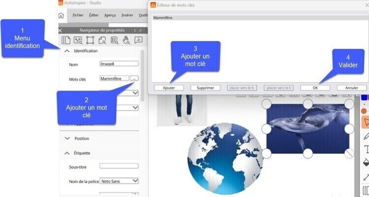 Les mots clés pour identifier les images