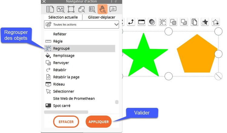 grouper des objets dans ActivInspire