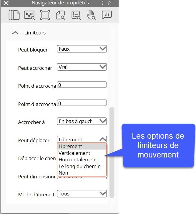 Les options de fonctionalité de limiteur de mouvement