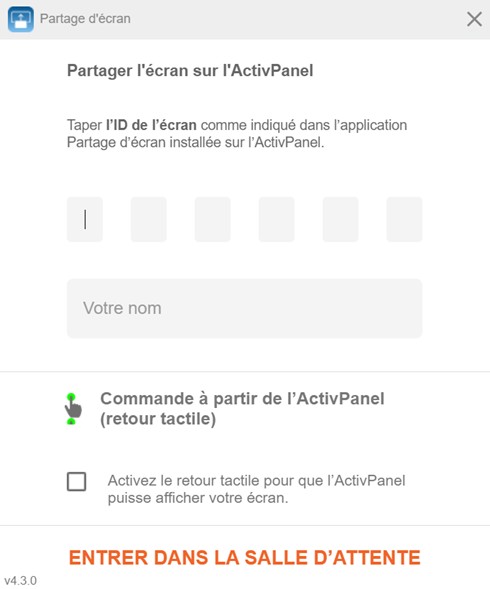 Partager l'écran sur l'activePanel